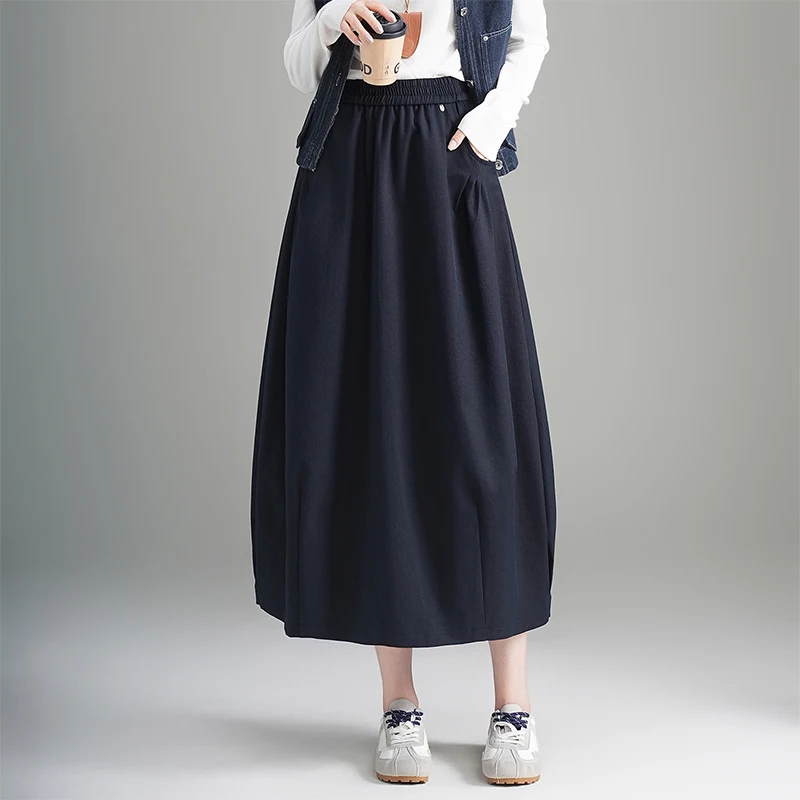 

Эластичная повседневная женская юбка на весну-осень, новая, свободного кроя, с цветочным узором, длинная юбка с высокой талией из полиэфирного волокна