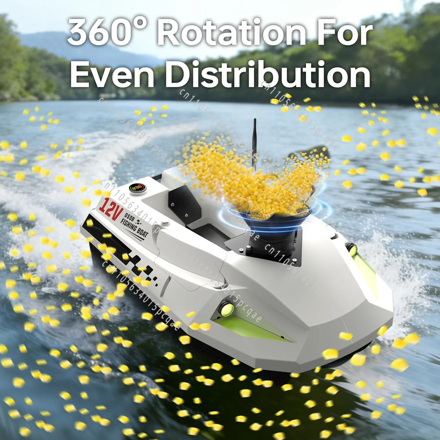 360 Degree Rechargeable Rotatable Remote Control Bait Spreader for Fishing Bait Boats