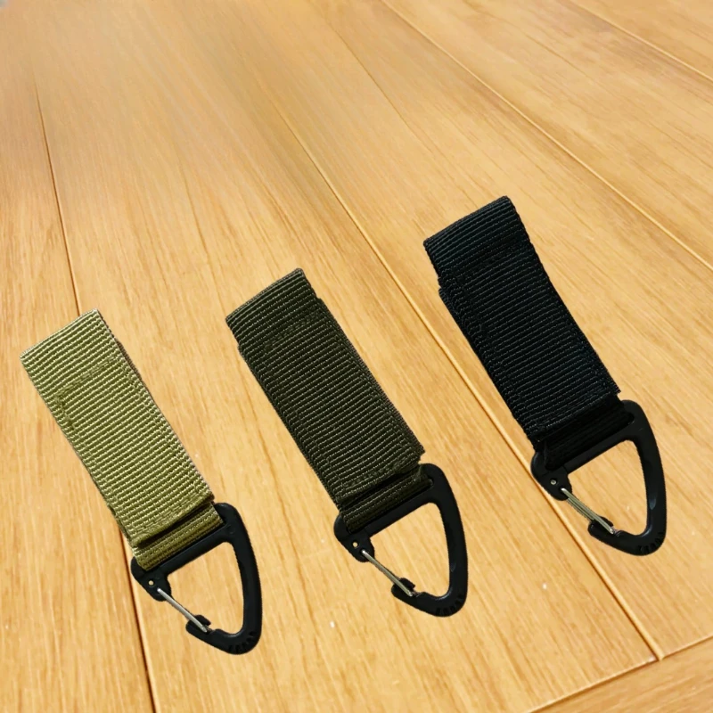 Outdoor Camping Hiking MultiTool Molle Webbing Clip EDC Tactical Nylon Ribbon Keychain Clasp Hook Carabiner Fastener Hook Buckle