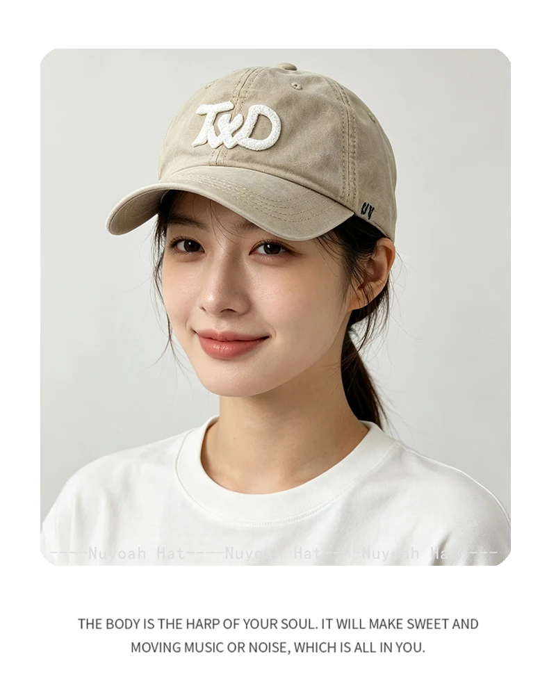 Neue Koreanische Street-Style Retro Baseballkappen mit Schriftzügen für Damen und Herren, Vielseitige Distressed-Schirmmützen, Lässige Mode für Draußen – Detail 7