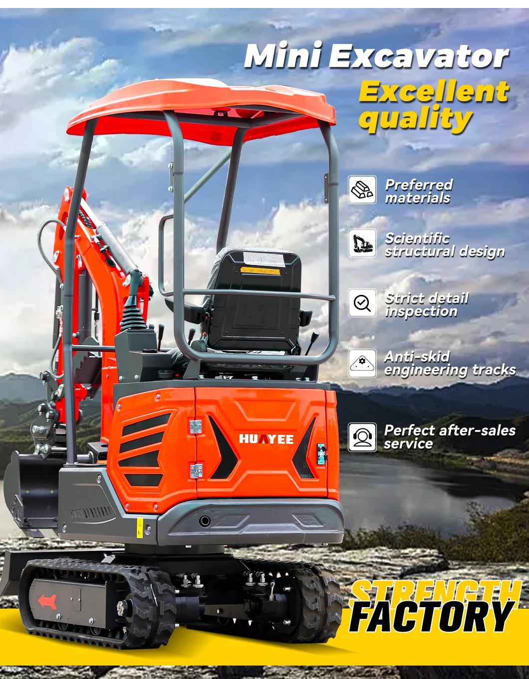Schnelle Lieferung 1,2t Mini-Bagger, kundenspezifischer Großhandel, EPA Euro 5 Motor, kleiner Bagger, multifunktionaler Mini-Bagger, Preis – Detail 7