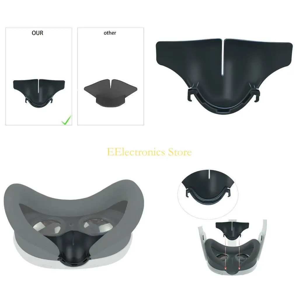 B03C Breathable Silicone Nose Guard Comfortable Nose Shade Durable for MetaQuest 3