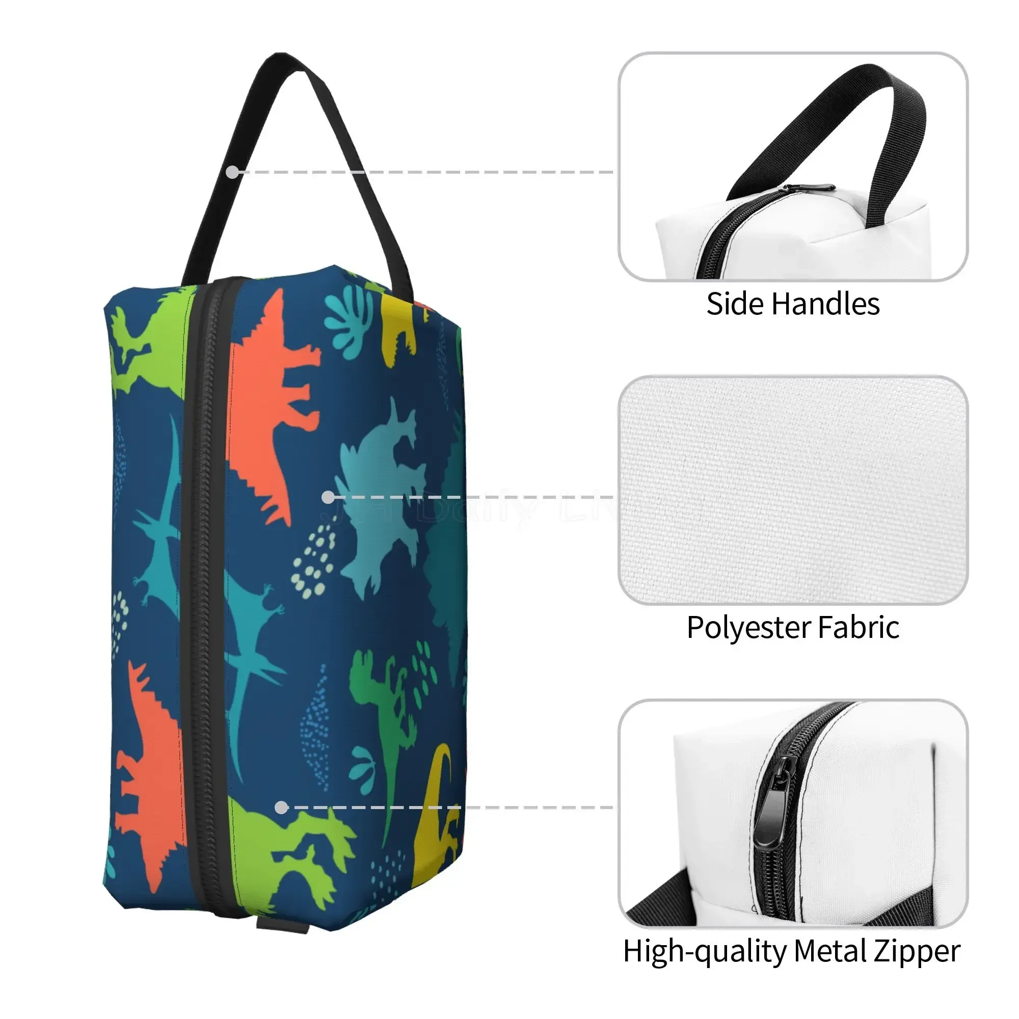 Cartoon Dinosaurs Protable Storage Bags for Boys Girls Unisex Waterproof Travel Cosmetic Bag Makeup Organizer Toiletry Bag