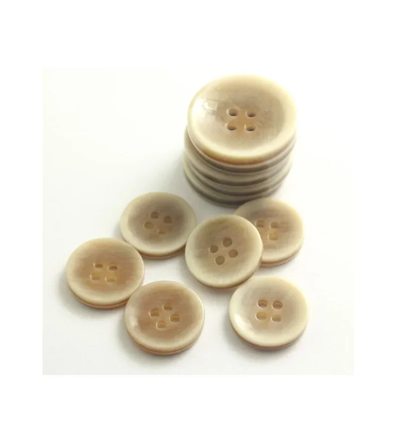 Round Four-Holes Buttons for Coat and Sweater, Beige Button, Concave Spot Resin Button, Wholesale, 10PCs, 15-30mm