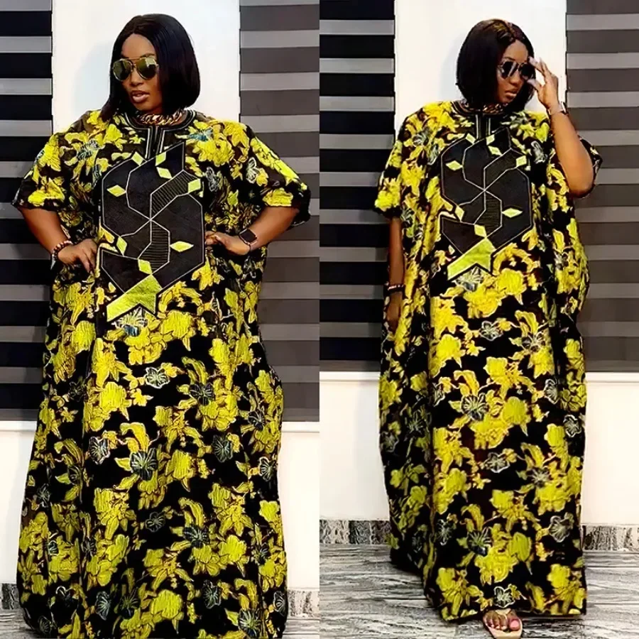 Dubai African Kaftan Abayas for Women 2024 Autumn Print Clothing Loose Boubou Turkey Wedding Party Evening Gowns Ankara Robe