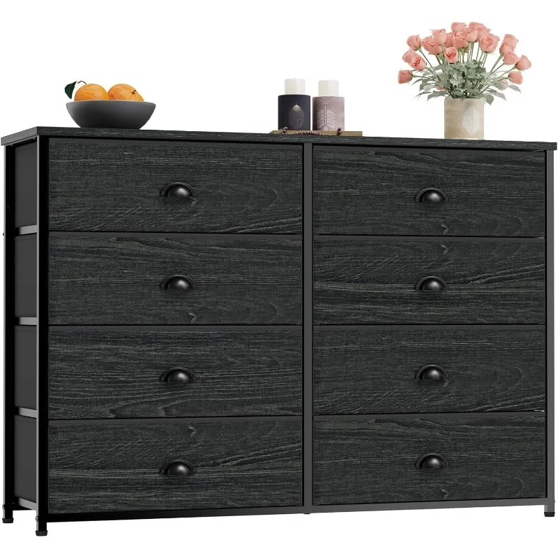 

8 Drawer Dresser for Bedroom, TV Stand with Fabric Bins for 50'' TV, Large Chest of Drawers for Bedroom, Office, Dorm, Closet