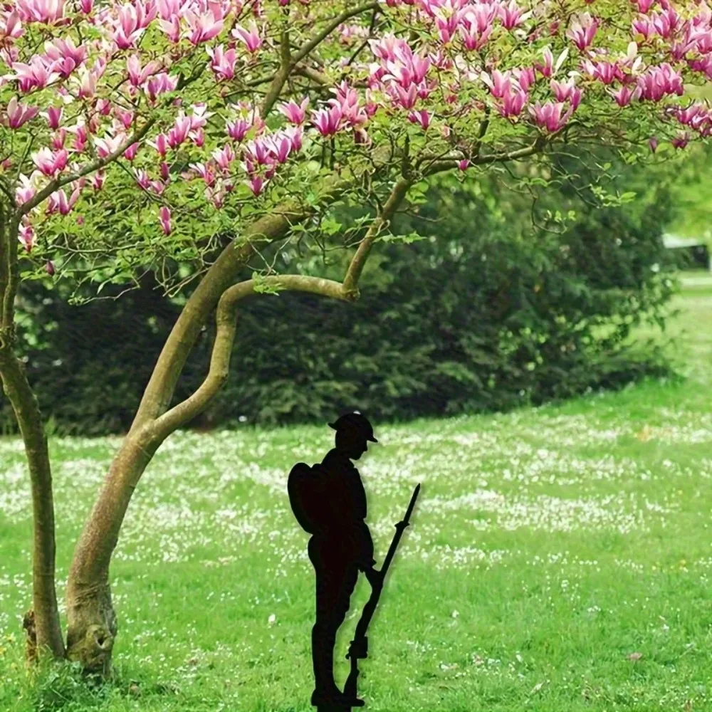 CIFBUY Black Garden Stake Soldier Yard Lawn Outdoor Decor Veteran Memorial Lawn Art Ornament