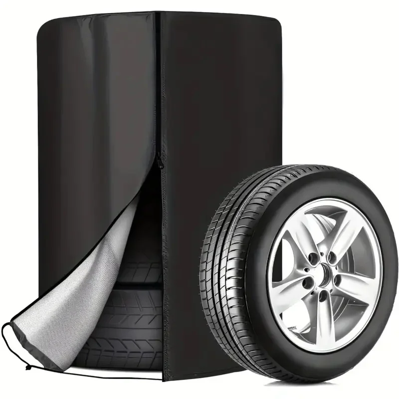 One Tire Cover Featuring a Drawstring And Zipper, Made from  Material with a Silver Coating