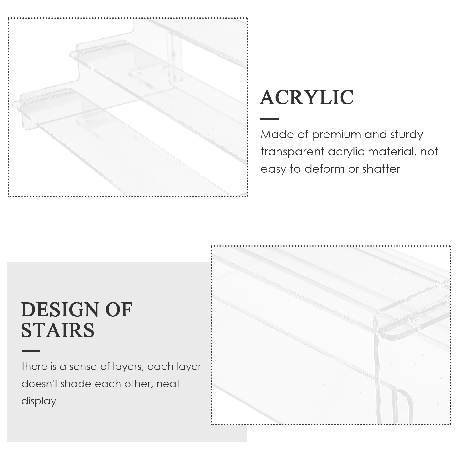 

Acrylic Display Stand 25cm 3 Layers Clear Jewelry Organizer Figurine Holder Necklace Bracelet Stands Storage Shelf
