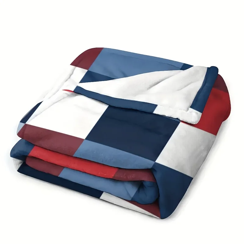 1pc Multicolor Plaid Flannel Blanket - Soft Warm All-Season, Multipurpose Office Camping Travel Gift