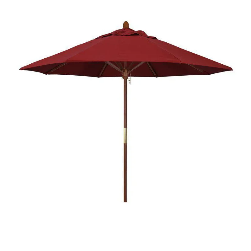 Customized solid wood mid-column umbrella 2.7 meters waterproof striped wooden beach garden umbrella pull rope wooden outdoor ho