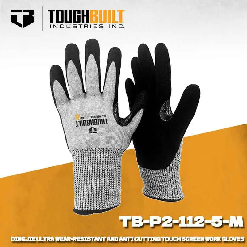 TOUGHBUILT TB‑P2‑112‑5‑M Cut Resistant Work Gloves Nitrile Coated Touch‑Screen Anti‑Abrasion Safety Gloves, Tool Kit Accessories