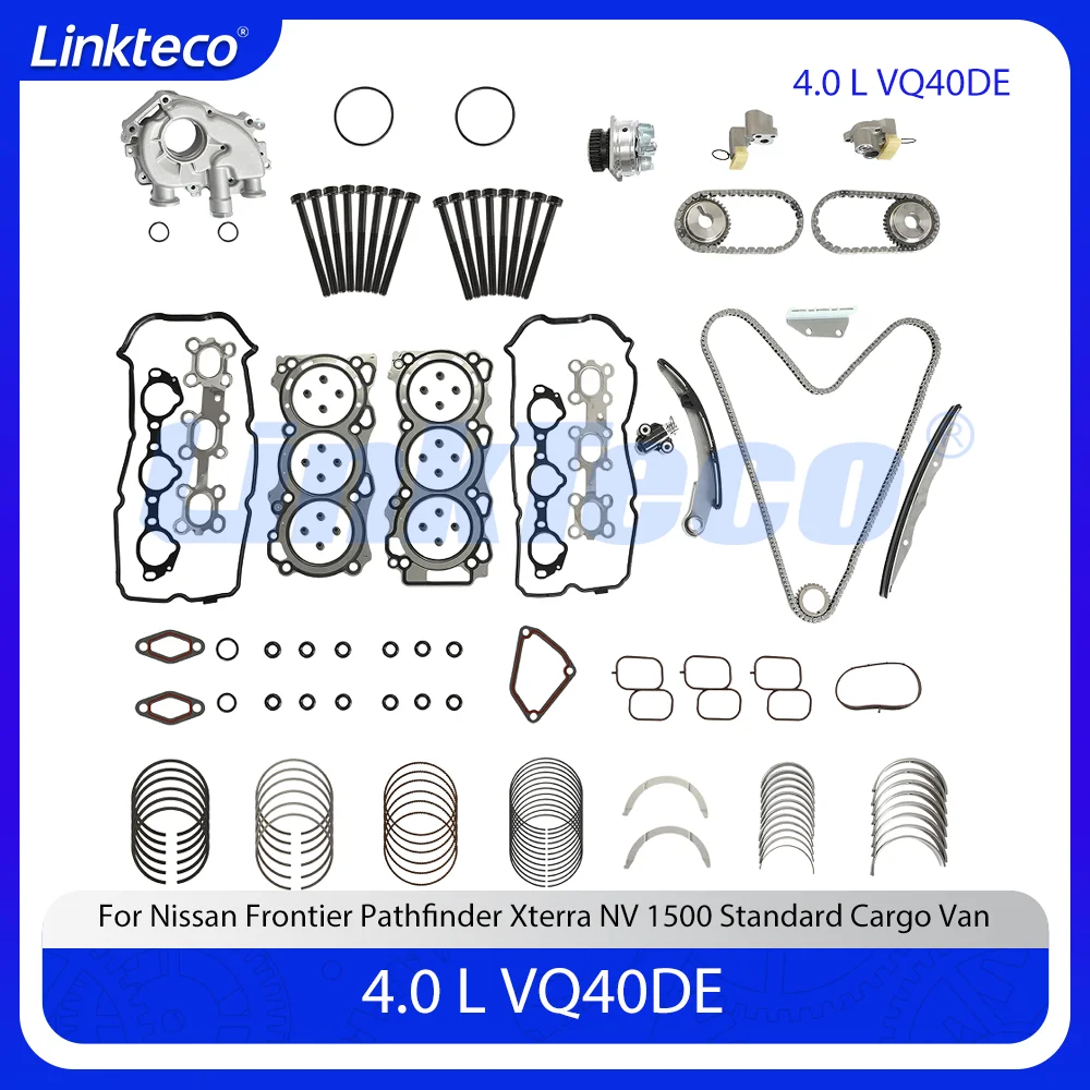Engine Head Full Gasket Set&Bolts Timing Chain Kit Bearing Fit 4.0 L VQ40DE For 05-10 Nissan Suzuki Frontier Xterra Equator 4.0L