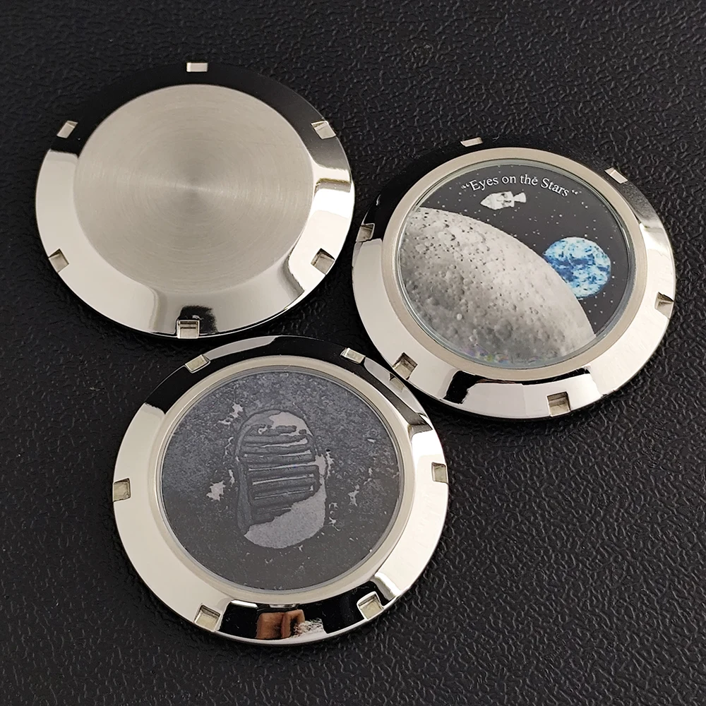 Stainless Steel Moon Pattern Watch Case Back Suitable for VK63 Movement Watch Case Parts
