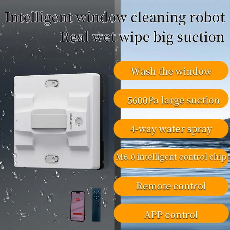 Window Cleaner Robot Wet Cleaning Auto Spray Water New High Suction 5600Pa Frame Detection APP Remote Control Home Appliance