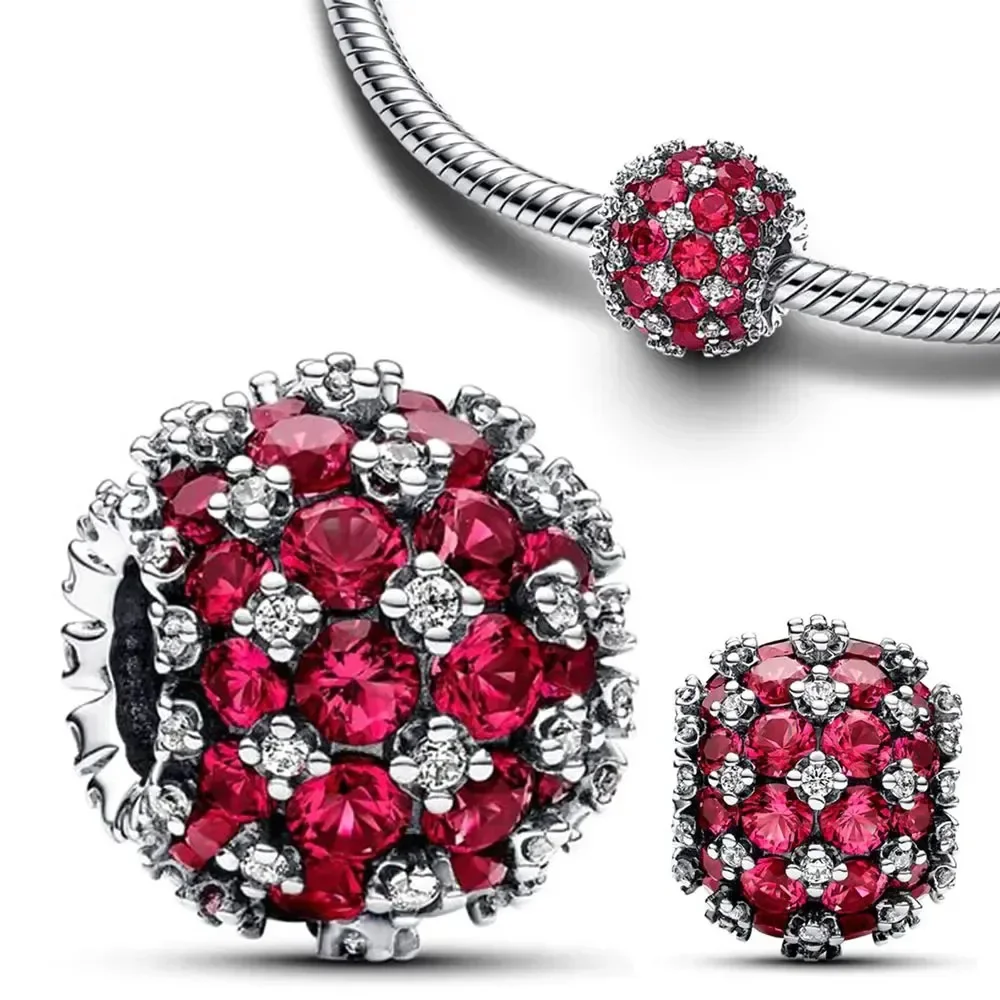 Sparkling 925 Sterling Silver Round Beads Full Diamond Charms Fit Original Bracelets Beads Women Necklace Fine Jewelry DIY Gifts image 4