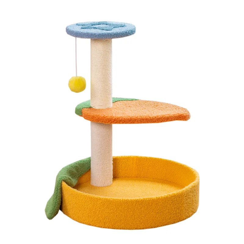 Three-Layer Fruit Cat Climbing Frame, Grinding Claw, Cat Tree Nest, One Cat Toy,Small Non-Occupy Pet, Scratching Column Supplies