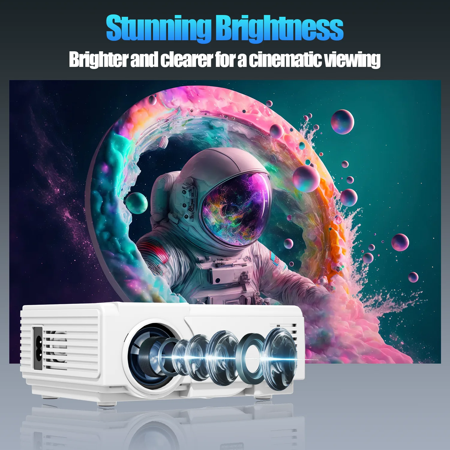 جهاز عرض جديد عالي الوضوح 2025، يدعم أجهزة عرض 4K، مكبرات صوت مدمجة، مع WIFI، متوافقة مع أجهزة متعددة #4