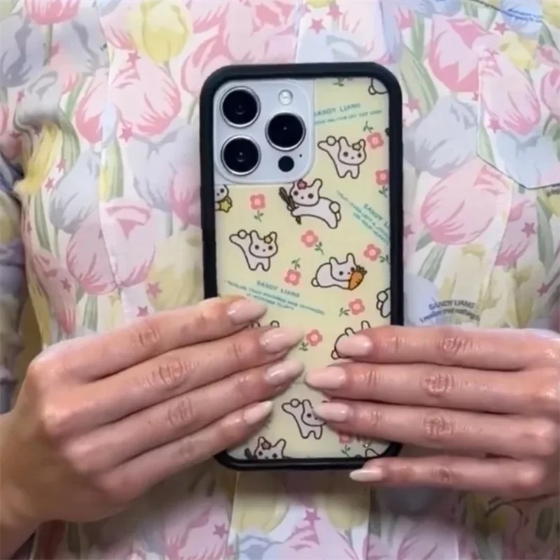 كارتون لطيف الجزرة الأرنب ليانغ ساندي الأرنب هدية زهرة برية جراب هاتف آيفون 13 12 14 15 17 16 برو ماكس زائد wf غطاء #5