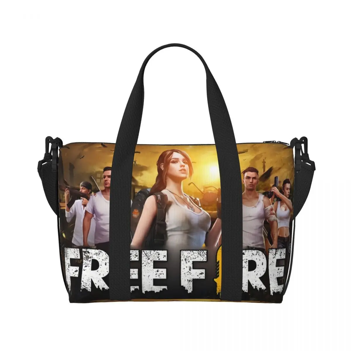 Custom Garena Free Fire Game Tote Bag Women Big Capacity Beach Gym Travel Bags