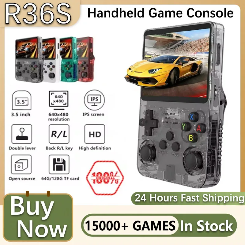 Retro Handheld Game Console R36S ARKOS System 3.5 Inch IPS Screen Classic Portable Pocket Video Player 256G Games Gift for Boy