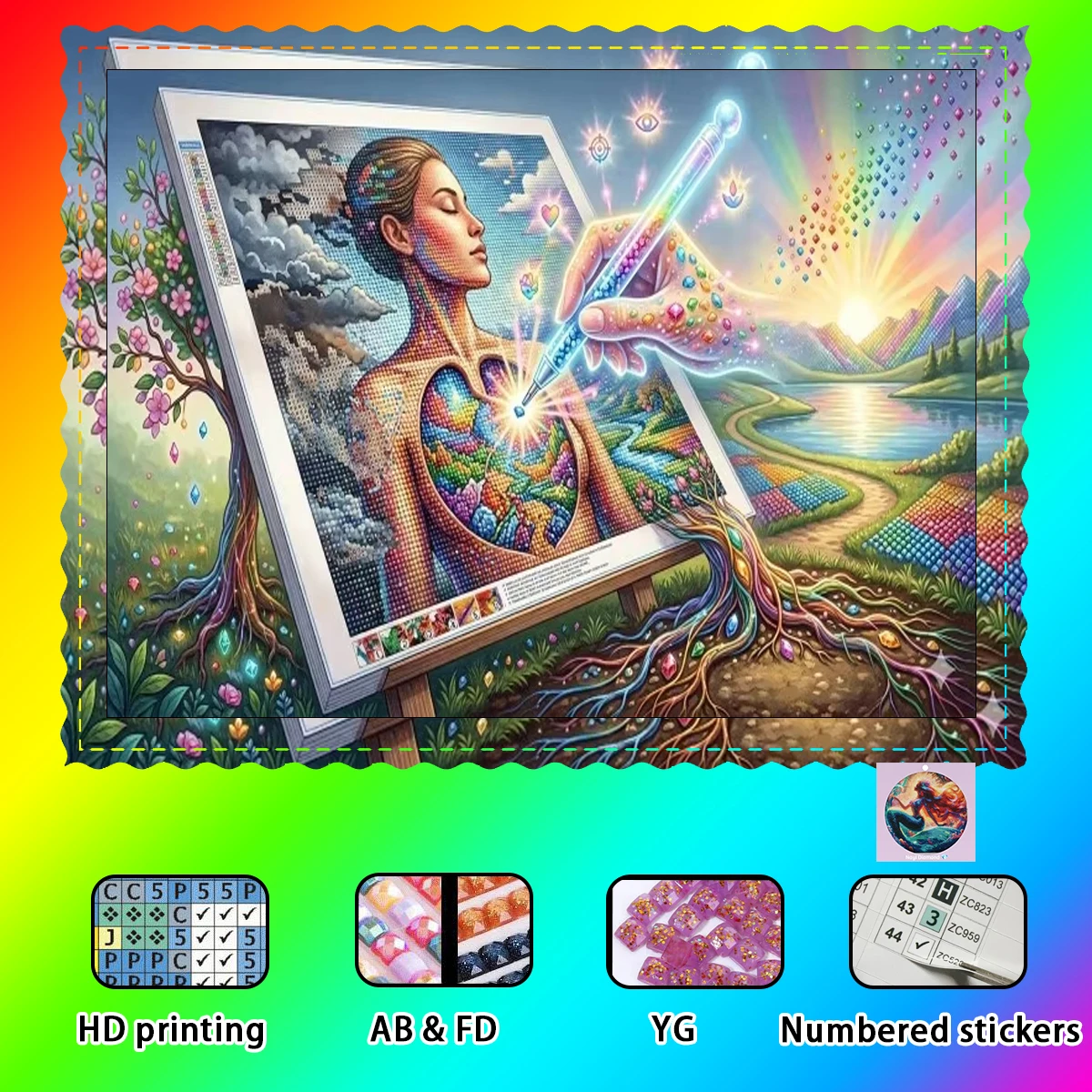 

【nayi Diamond Art】Pincel para pinturas de diamante 100% resin FD+ab+cr Diamond Stamping Kit Perfect Masterpiece worth Buying