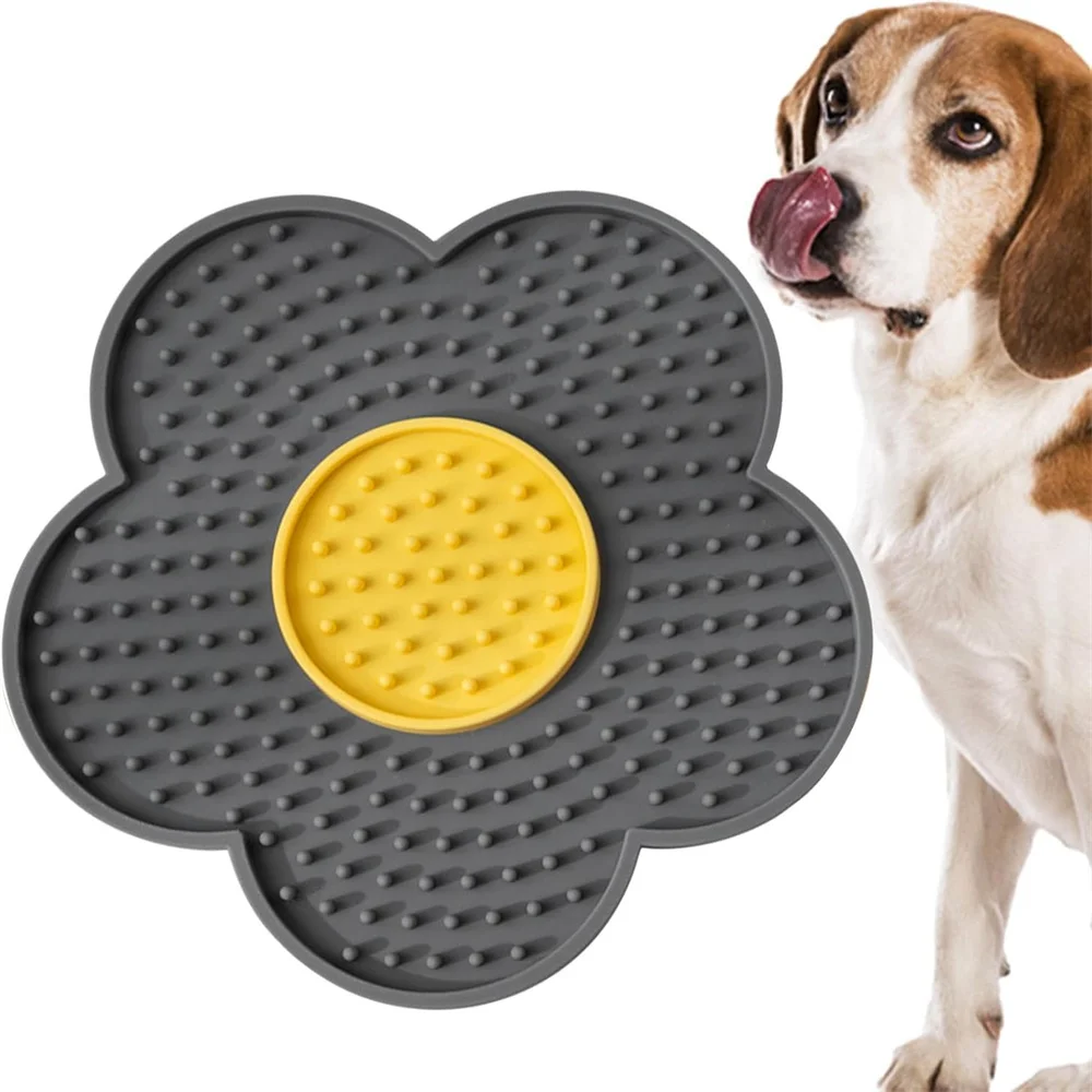 Lovely Flower Lick Mat for Dogs/Cats,Slow Feeder with Non-Slip Suction Cups,Anxiety Relief,Dental Health Enhancer ,Nail Cutting