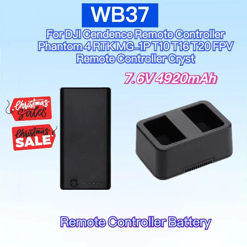 

New 7.6V 4920mAh WB37 Battery For DJI Cendence Remote Controller Phantom 4 RTK MG-1P T10 T16 T20 FPV Remote Controller Cryst
