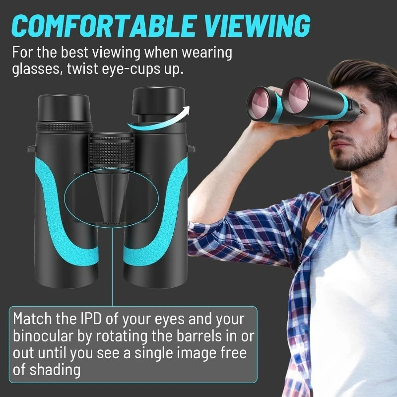 

15x55 HD Binoculars for Adults, High Powered, Large View, BAK4 Prism, Waterproof, Lightweight for Bird Watching, Hiking