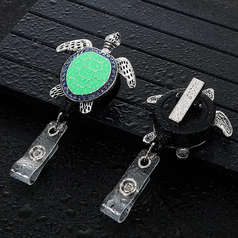 4 Pieces Turtle Badge Reel Retractable ID Badge Holder Sea With Alligator Clip For Office Worker Nurse Teacher Student