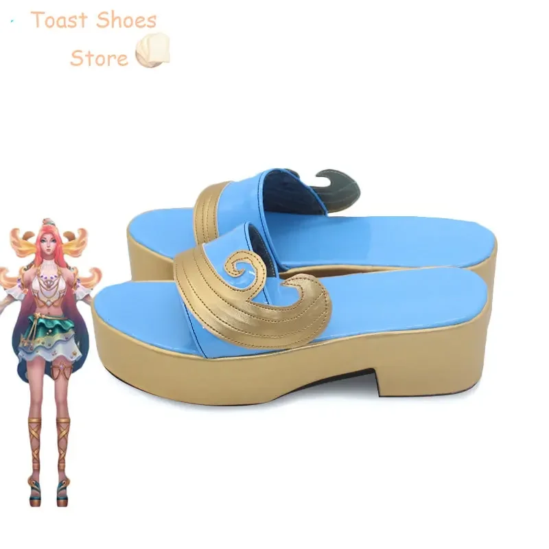 Game LOL Ocean Song Seraphine Cosplay Shoes PU Leather Shoes Halloween Carnival Boots Cosplay Prop Costume Prop