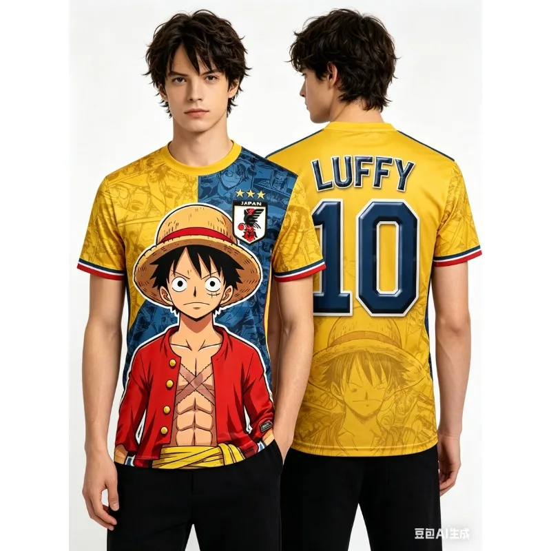 Camiseta de Fútbol de Luffy de One Piece de Japón para Hombre, Camiseta Deportiva para Niños, Conjunto de Camiseta de Fútbol Especial para Adultos, Sudadera de Secado Rápido para Hombre/Mujer