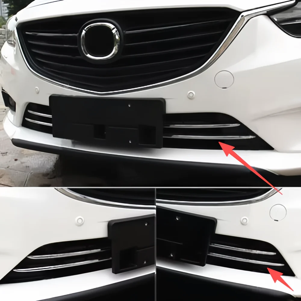 4pcs Stainless Steel Front Grille Molding Garnish Trim Lower for Mazda 6 Atenza 2015- 2017 Car Styling Accessories Sticker