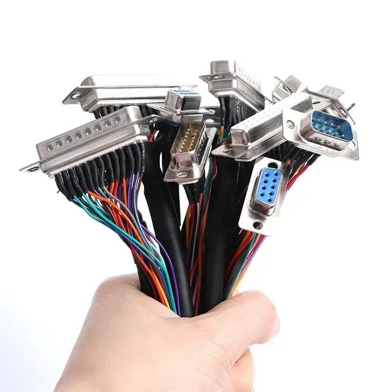 DB9 DB15 DB25 PVC Shield Electric Cable Connector RS232 485 COM Serial Port Plug Male Female Head Wire 20-100CM Signal Line