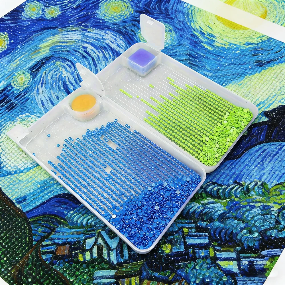 Diamond Printing Tray with Wax Glue, Glitter Gradient Color Diamond Art Storage Tray, Diamond Art Tools Accessories For DIY Art