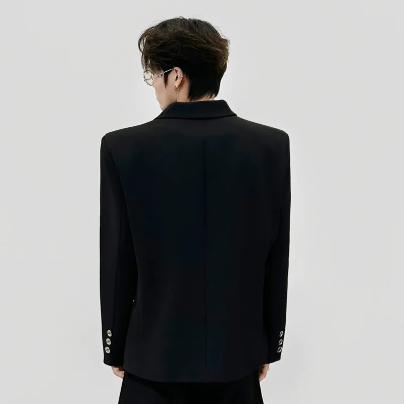WVGA Spring New Men Double-breasted High-end Style Trendy Blazer Niche Chic Casual Shoulder Pads Turn-Down Collar Jackets W23600
