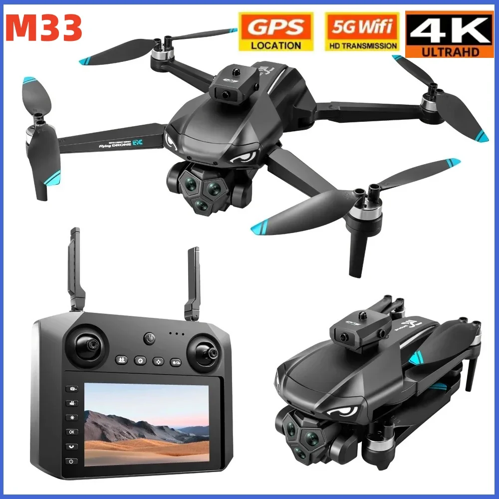 MINI M33 MAX Outdoor Drone Professional 6K HD ESC Sero Dual Camera 5G Wifi GPS Foldable Brushless Optical Flow RC Quadcopter Toy