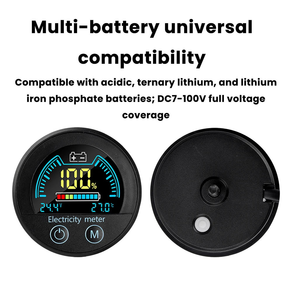 5918 DC 7–100V Digital Circular Voltmeter Waterproof Battery Capacity Monitor Car Voltage Meter Tester Battery Level Indicator