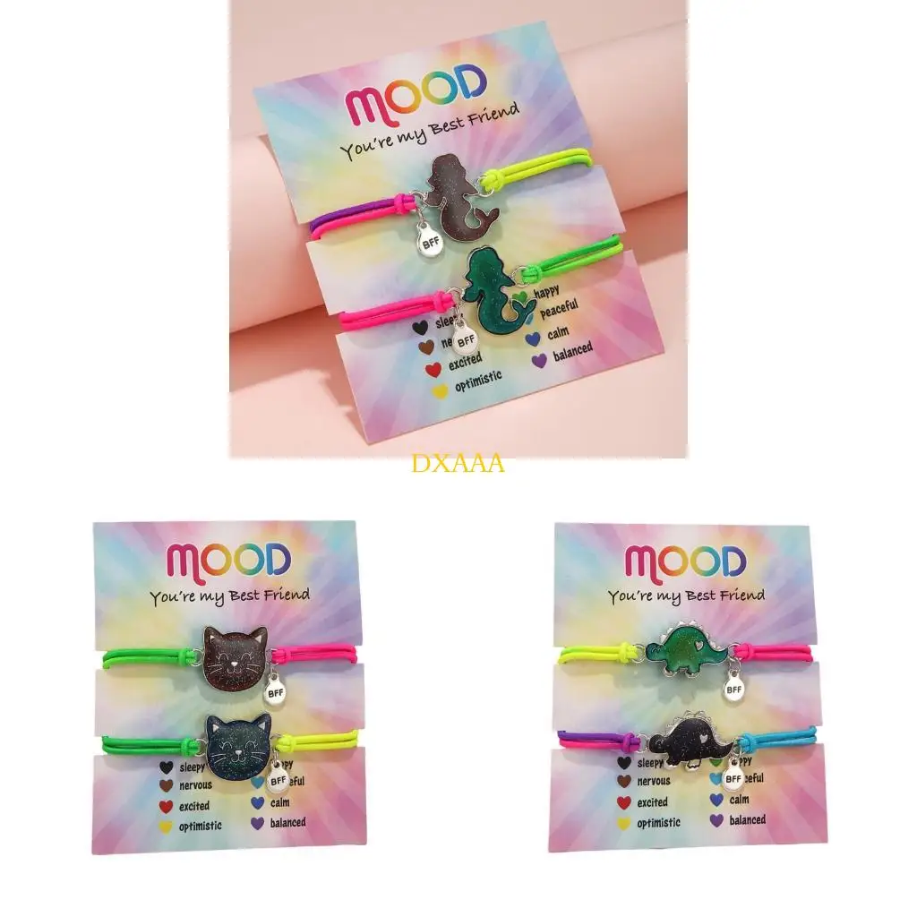 DXAA 2PCS Adjustable Wrist Jewelry Temperature Reactive Rainbow Friendship Accessories Handmade Women Accessory