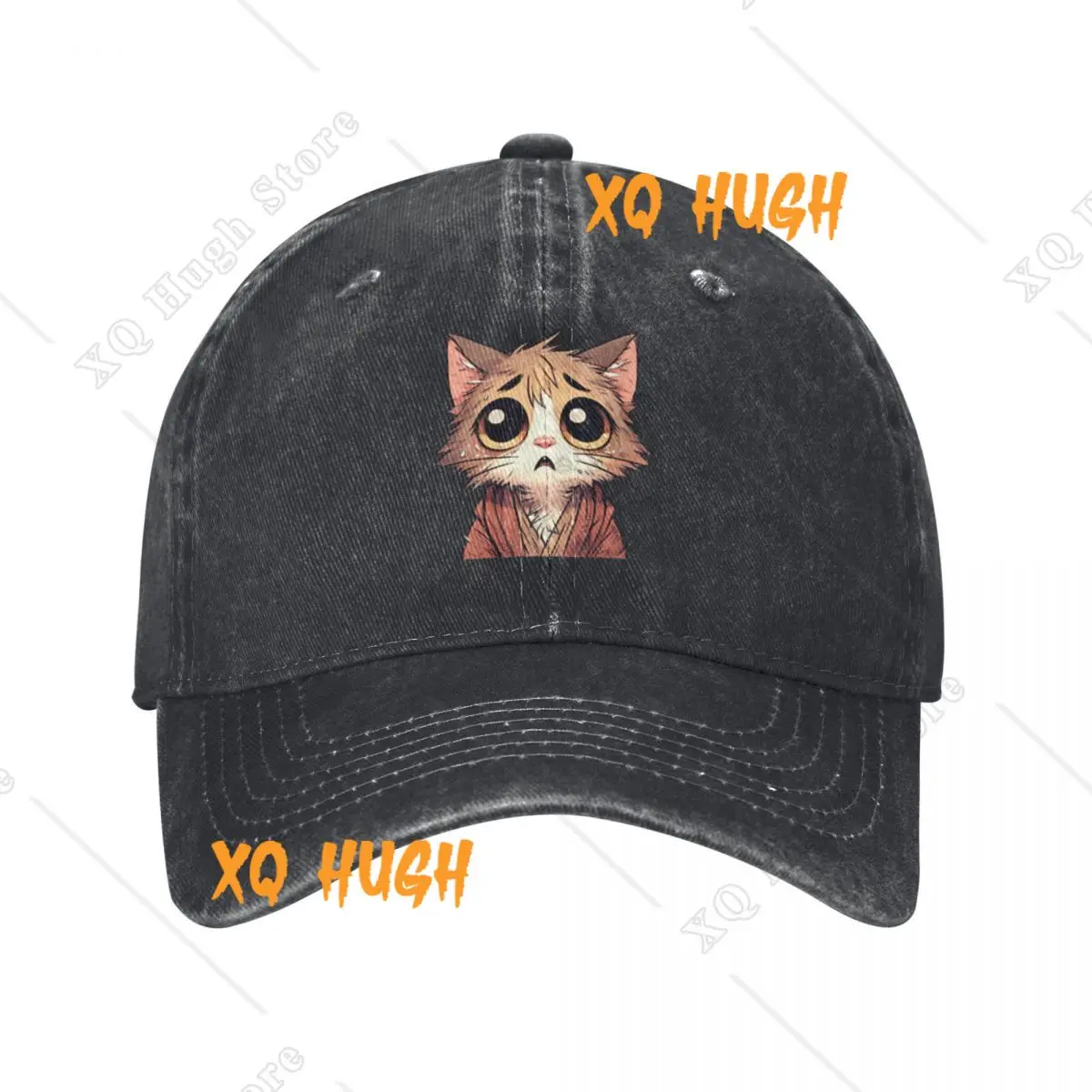 Poor Crying Cute Cat Baseball Caps Vintage Denim Washed Headwear Unisex Style Outdoor Running Hats