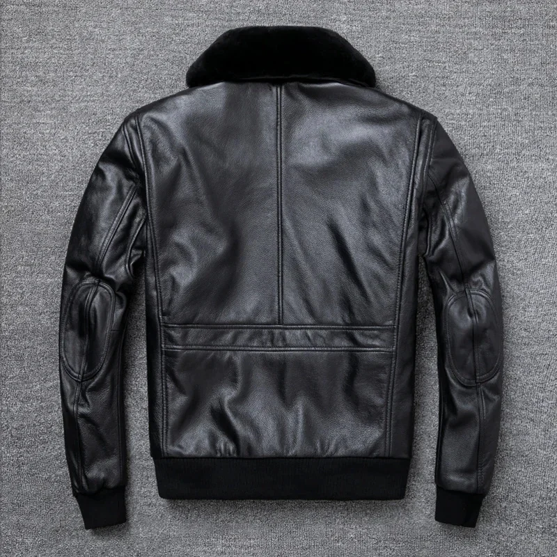 LNY!2025 Plus size winter warm Classic G1 genuine leather jacket.Air Force Men Euro black cowhide thick top gun coat