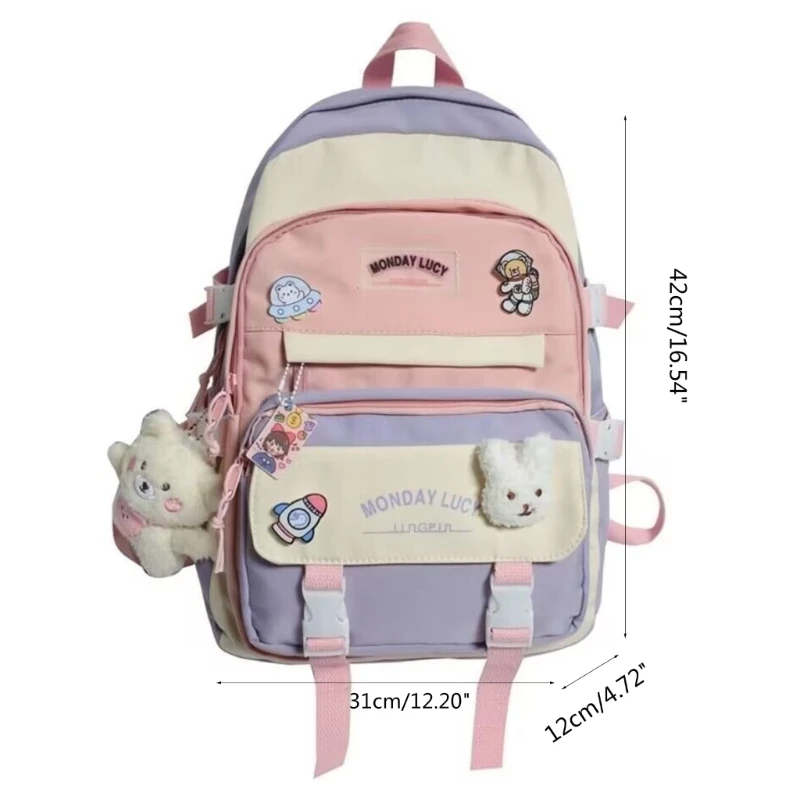 Trendy School Bag for Junior High and Primary School Girls Nylon Backpack Rucksack Laptop Backpacks Travel Book Bags