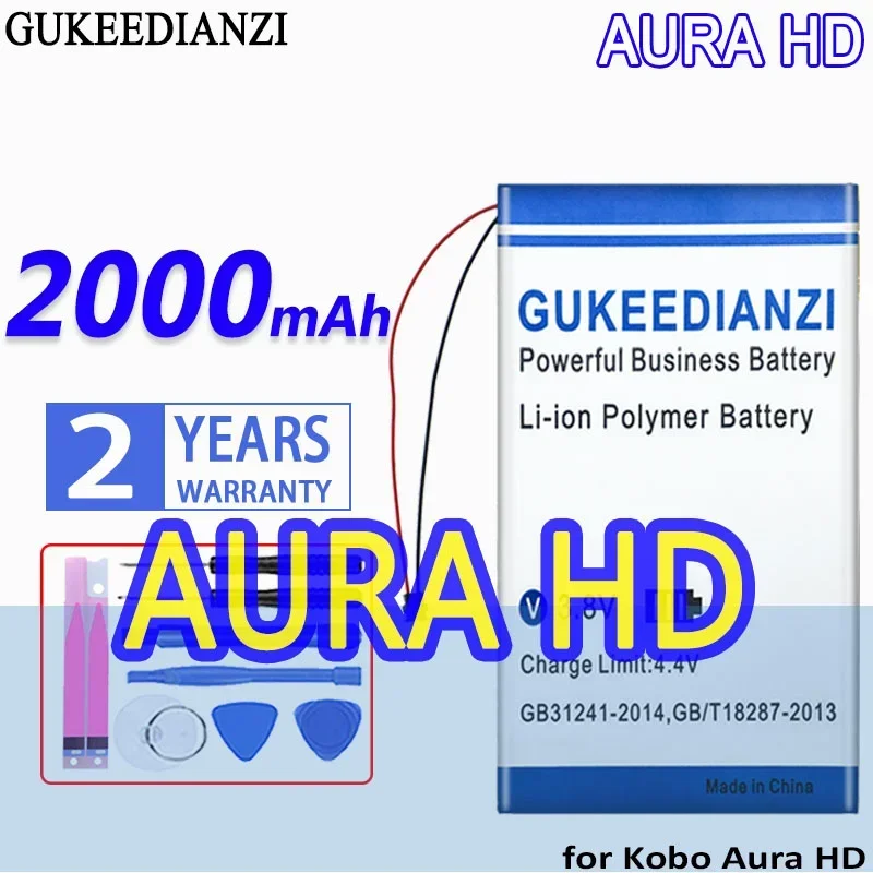 GUKEEDIANZI Battery for Kobo Aura HD One, N204-KBO-B, N905B, GPS, Mp4, Speake E-Book Smart Watch, 1400mAh, 2000mAh