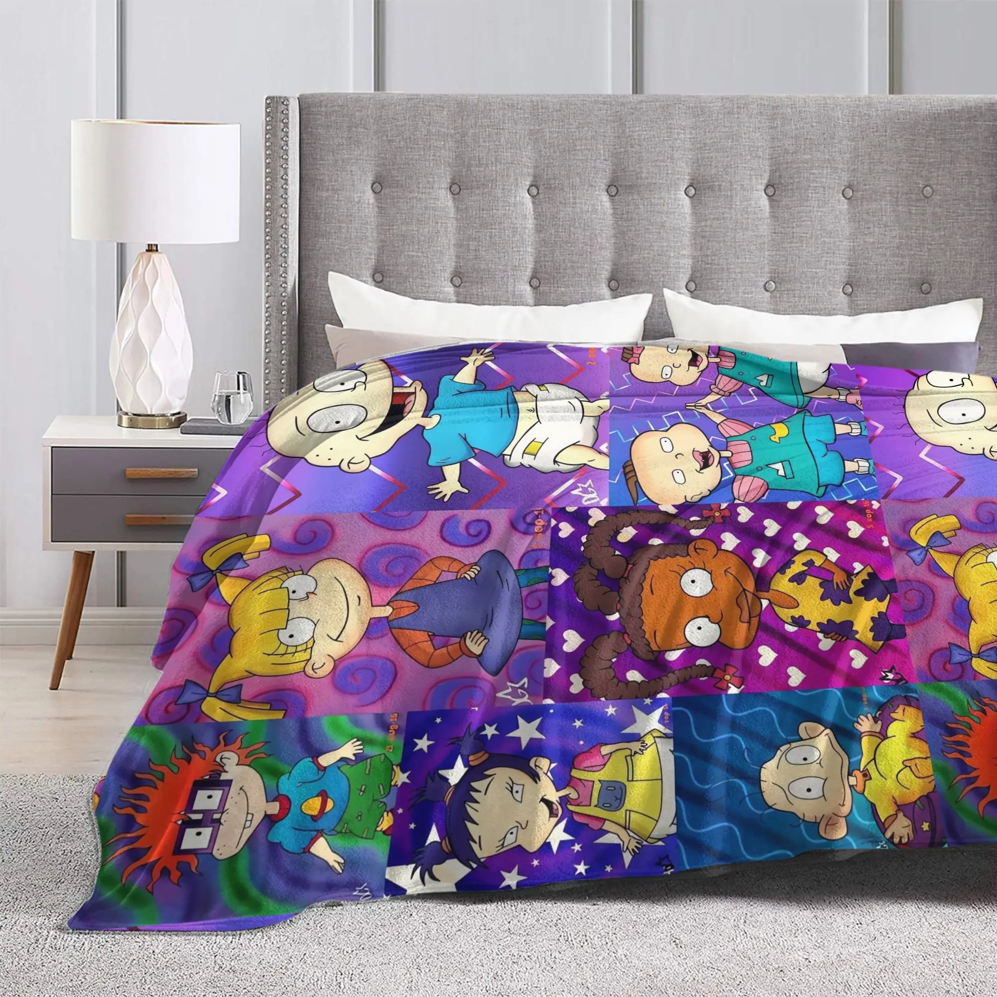 Rugrats Group نمط بطانية لينة الدافئة نمط أفخم رمي بطانية للسفر في الهواء الطلق الفانيلا المفرش غطاء السرير