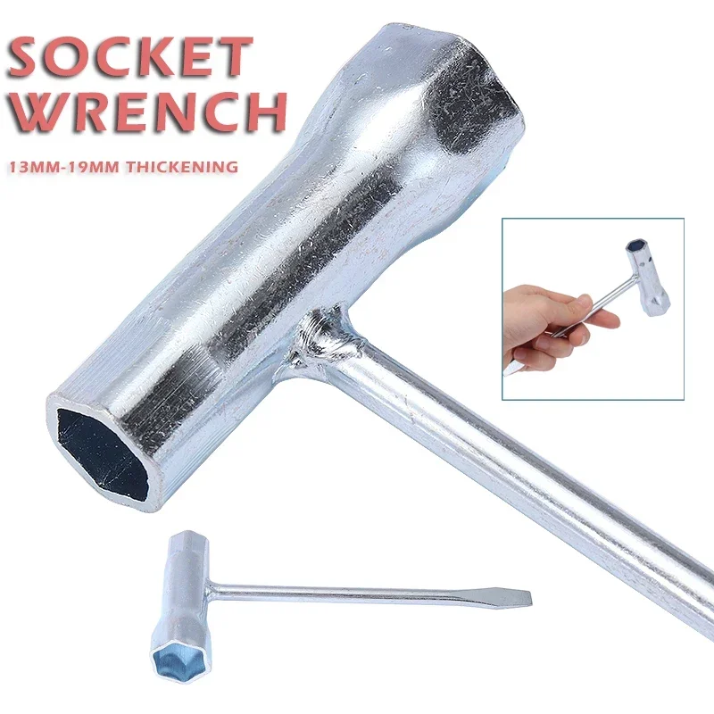 Chainsaw Spark Plug Wrench Galvanized Chain Saw T Wrench   Stainless Steel Welding Socket Spanner Tool Car Tools