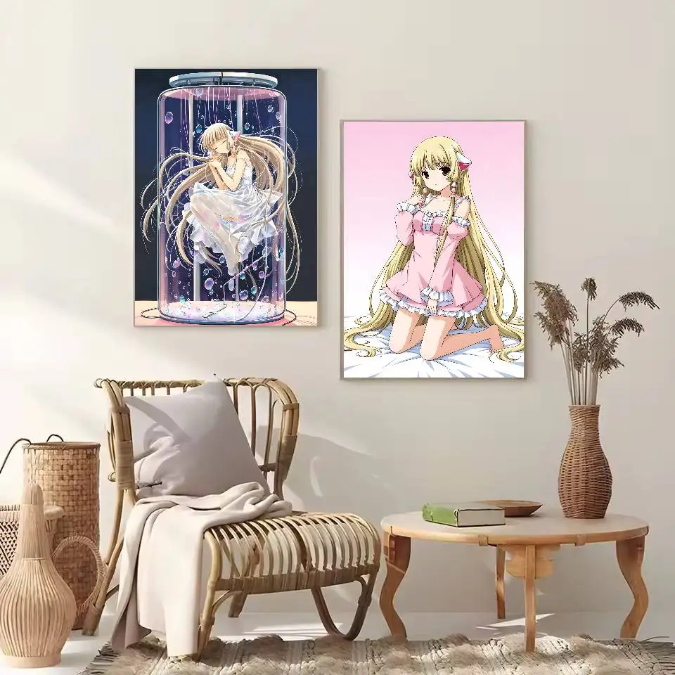 C-Chobits الكرتون لطيف أنيمي المشارك ذاتية اللصق الفن ورقة مقاومة للماء ملصق مقهى بار النوم غرفة جدار ديكور