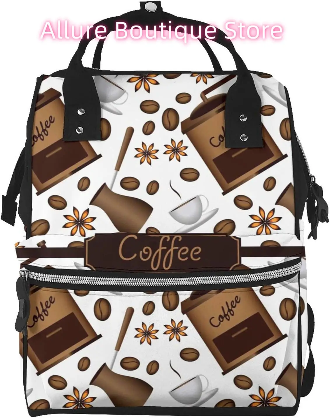

Coffee Beans Diaper Bag Backpack for Women Large Capacity Nappy Bag Multifunction Waterproof Mummy Backpacks for Mom Dad Essenti