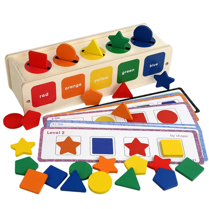 

Montessori Color&Shape Sorting Learning Matching Box For Baby Toddlers 1-3 Year Old,B Easy Install Easy To Use