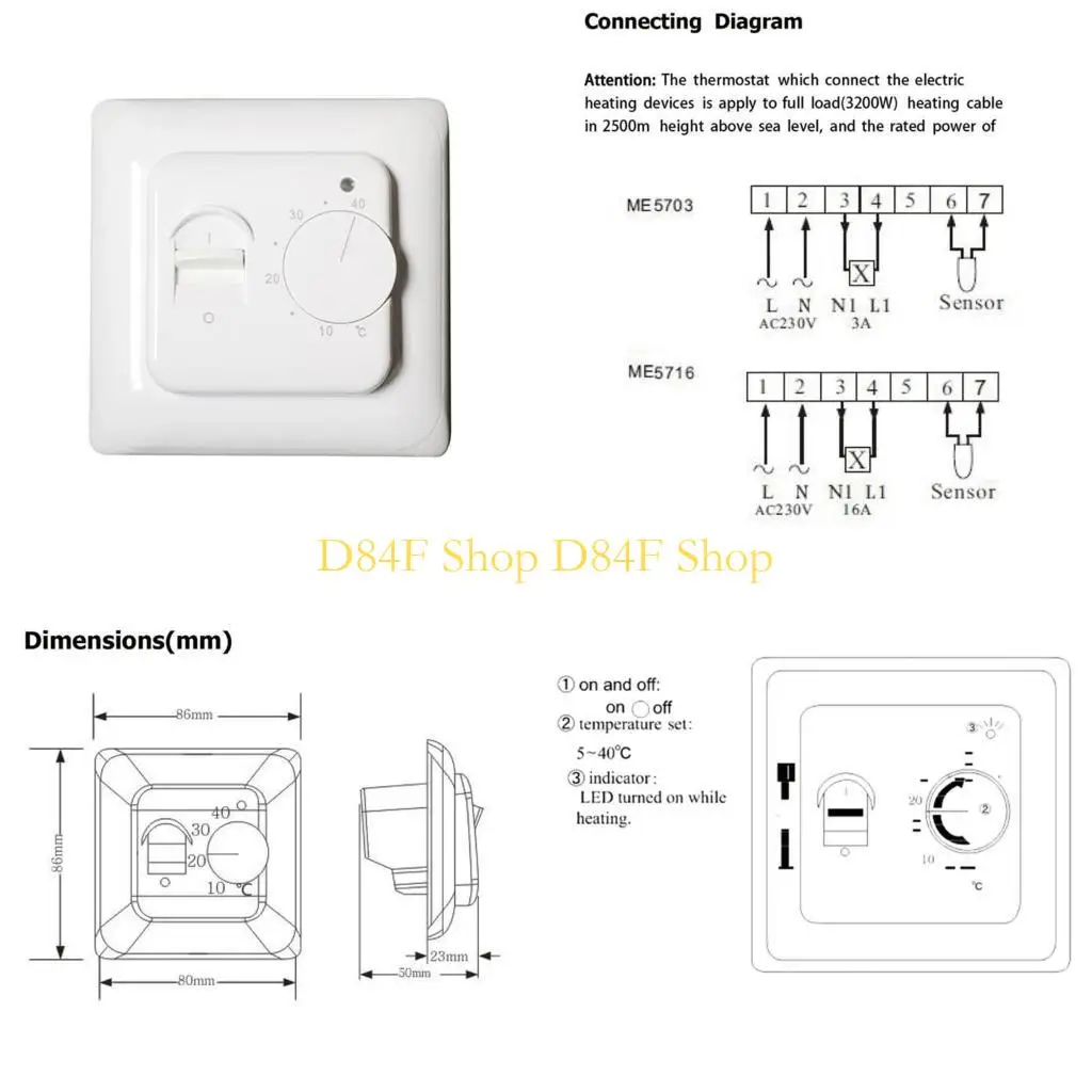 

D84F Электрический регулятор температуры воды, термостат, термостат линейного напряжения