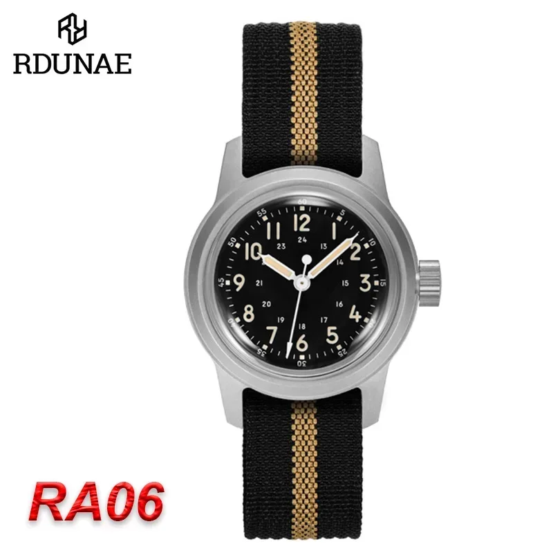 RDUNAE RA06 Retro Military Watch 316L Stainless Steel K1 Mineral Glass Luminous Personality Sports Quartz Men Pilot Watch